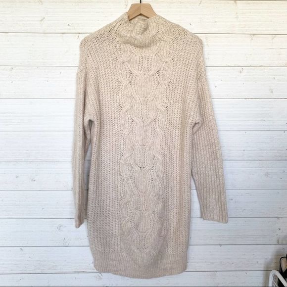 Topshop Dresses & Skirts - Topshop Cable Knit Midi Sweater Dress Ivory